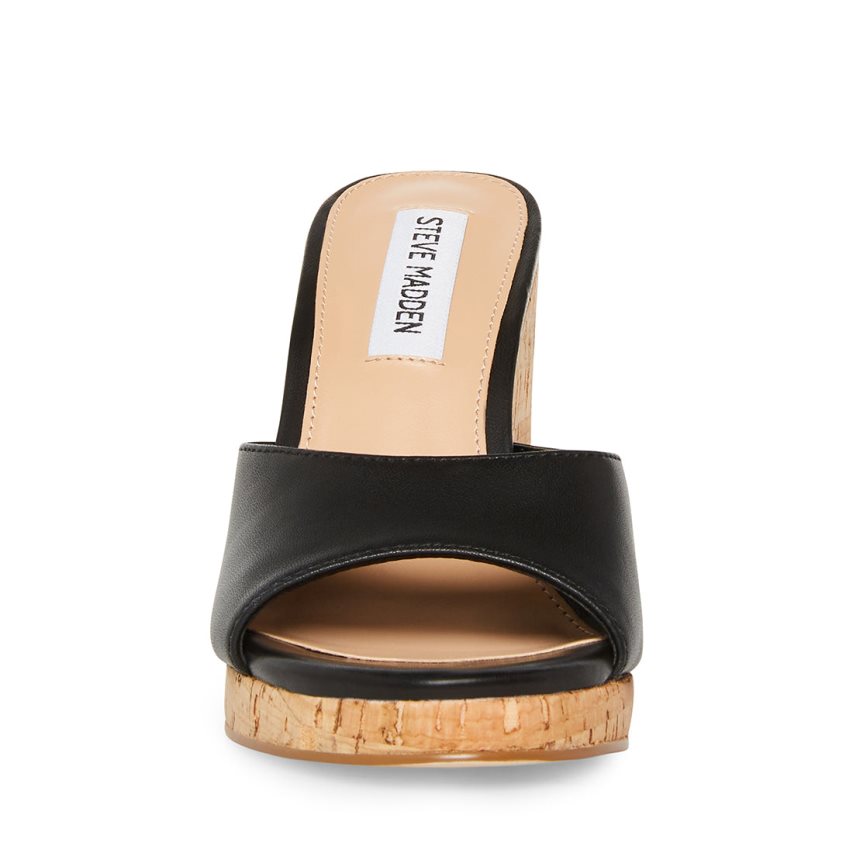 Black Steve Madden Marvelous Leather Women's Wedges | PH 8932WET